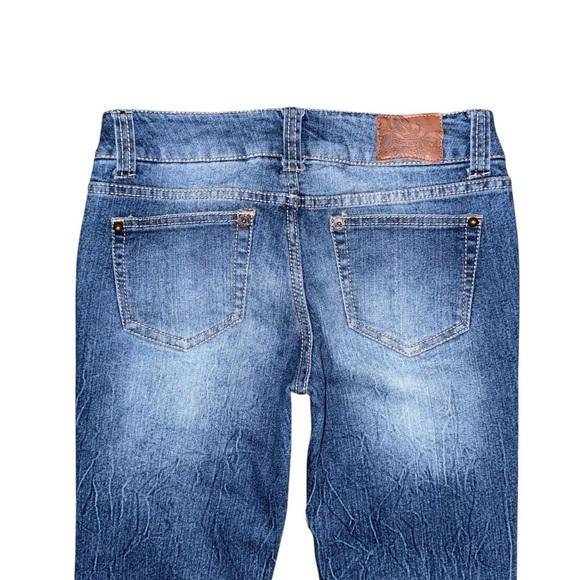 Paris Blues Y2K Bootcut Distressed Jeans Women’s Size 7 (29x29.5) Blue Low Rise - Picture 4 of 7
